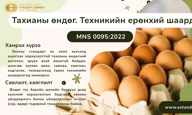 &#55357&#56529БАТЛАГДСАН СТАНДАРТ
&#55357&#56525Энэ стандарт нь 2007 оны 03 дугаар  сарын 01-ны өдрөөс эхлэн  хүчинтэй.  
1. Стандартын дэлгэрэнгүйг үзэх бол https://estandard.gov.mn/website/home.aspx
2. Стандартыг татаж авах бол https://e-mongolia.mn/service/standartyn-tsakhim-san
3. Стандартыг худалдаж авах бол Төв аймаг дахь Стандарт, хэмжил зүйн хэлтсээс авна уу.