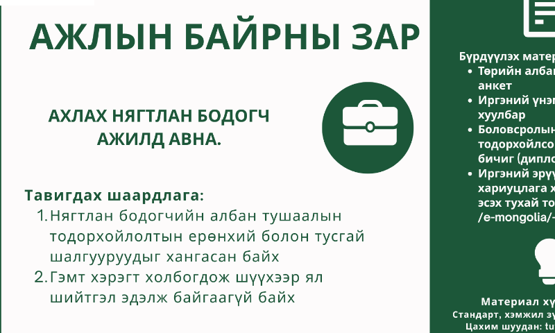 ТАНЫГ ДООРХ АЖЛЫН БАЙРАНД БИДЭНТЭЙ ХАМТРАН АЖИЛЛАХЫГ УРЬЖ БАЙНА.